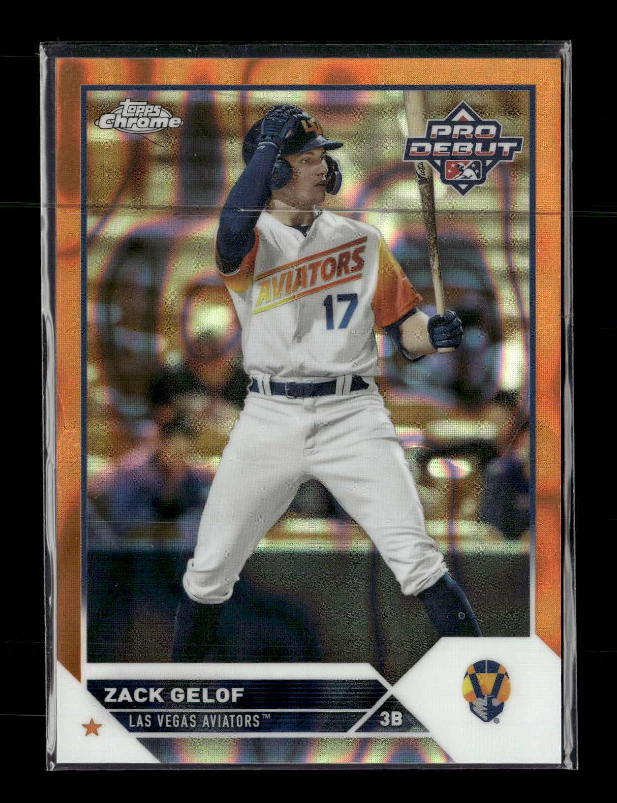 2023 Topps Pro Debut Zack Gelof #PDC-18 Chrome Autographs Orange Lava Refractor #/25 Las Vegas Aviators