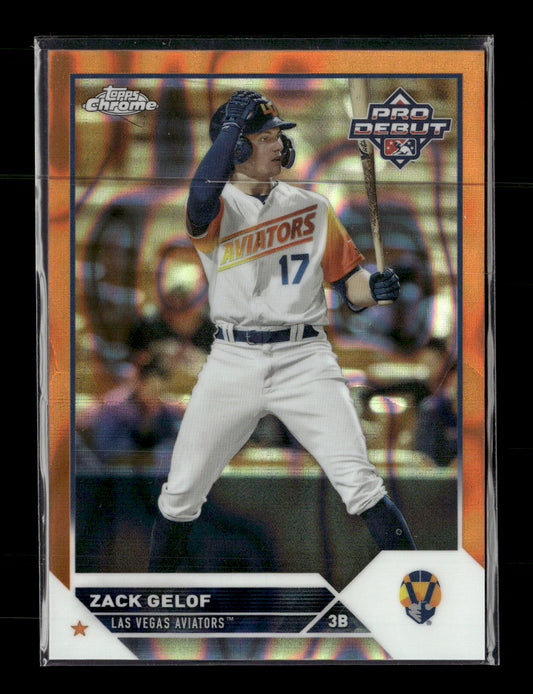 2023 Topps Pro Debut Zack Gelof #PDC-18 Chrome Autographs Orange Lava Refractor #/25 Las Vegas Aviators