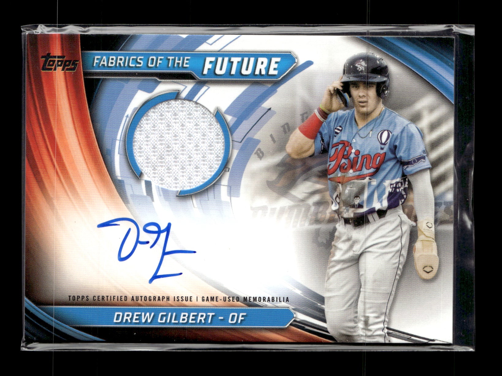 2024 Topps Pro Debut Drew Gilbert #FOTF-DG Fabrics of the Future Autograph Relics #/400 Binghamton Rumble Ponies