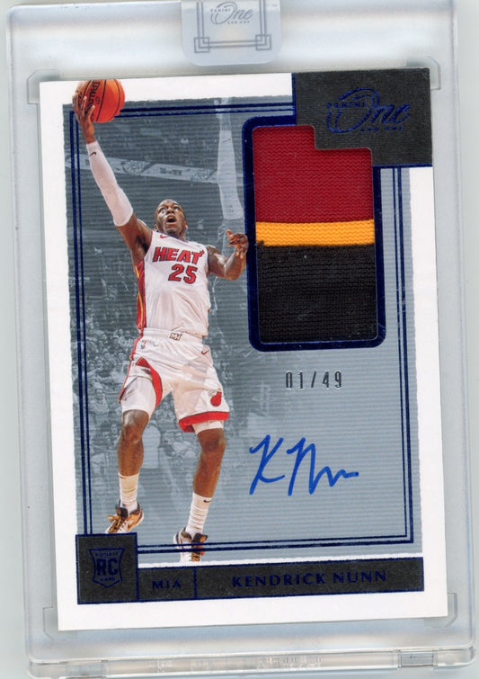 2019-20 Panini One Kendrick Nunn #RJA-KDN Rookie Jersey Autographs Blue /49 Heat