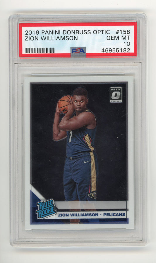 2019 Panini Donruss Optic Zion Williamson #158 PSA 10 New Orleans Pelicans