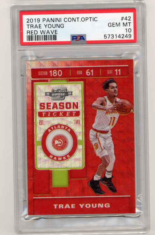 2019 Panini Contenders Optic Trae Young #42 Red Wave PSA 10 Atlanta Hawks
