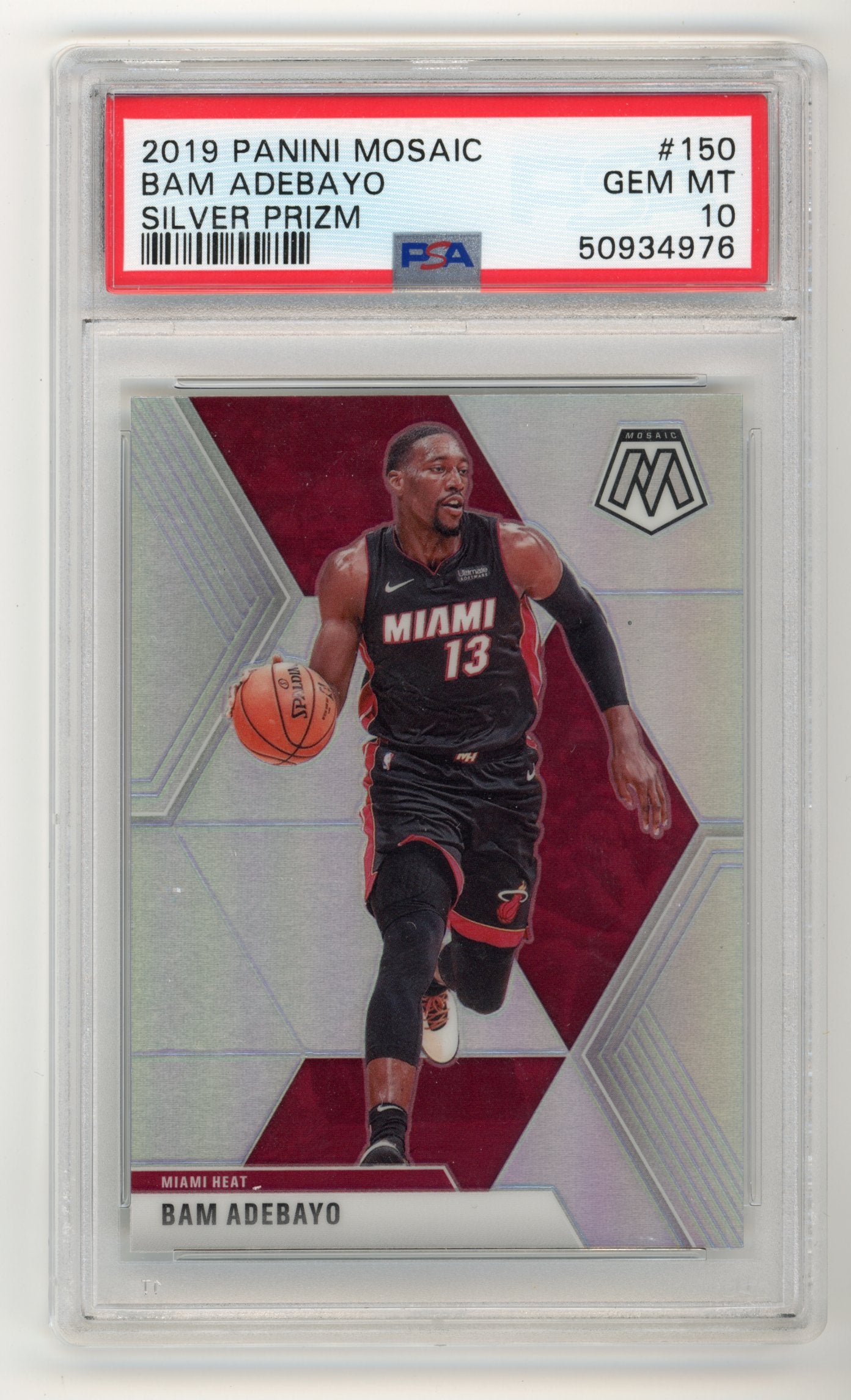 2019 Panini Mosaic Bam Adebayo #150 Silver Prizm PSA 10 Miami Heat