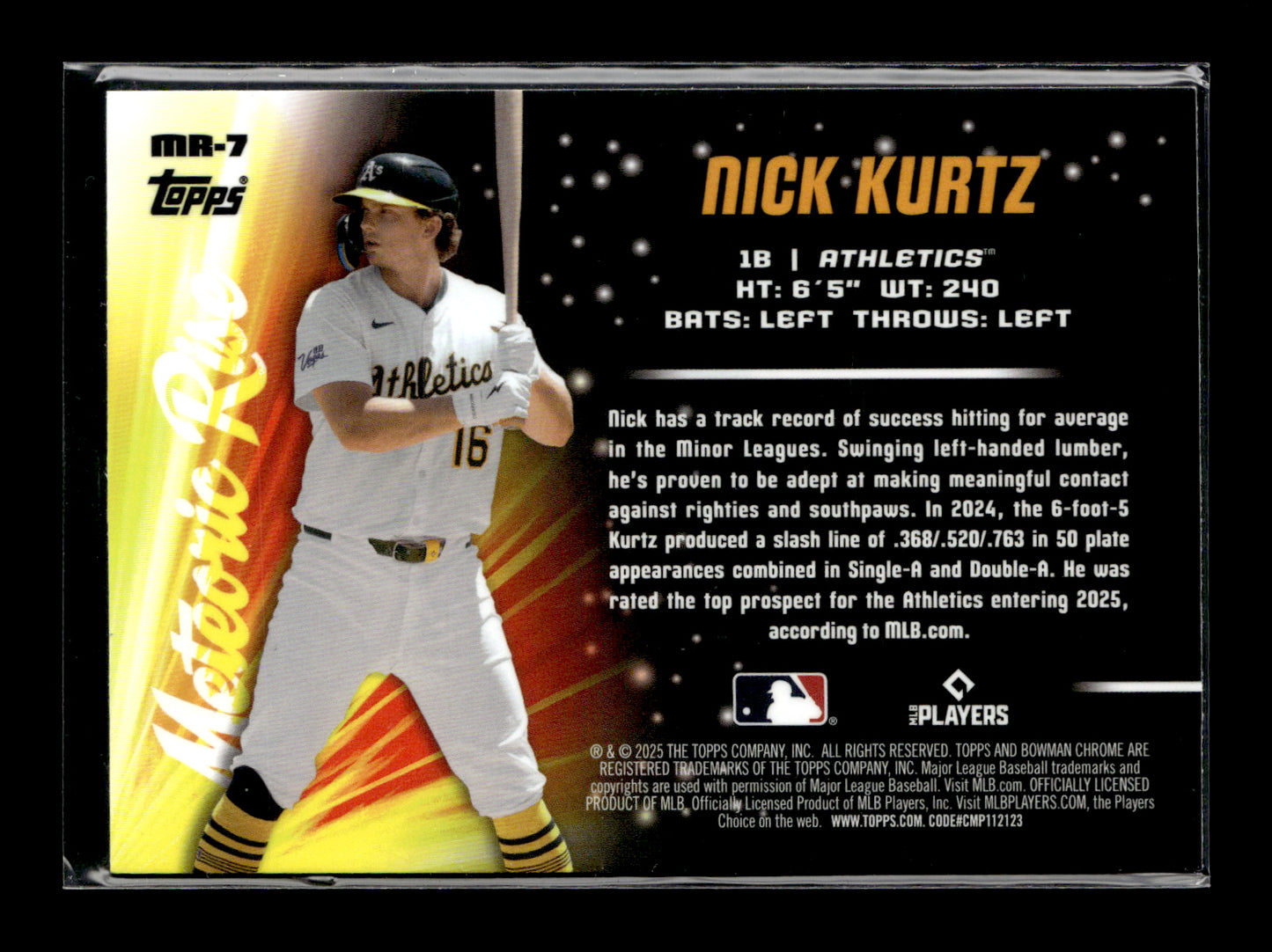 2025 Bowman Chrome Nick Kurtz #MR-7 Meteoric Rise Athletics