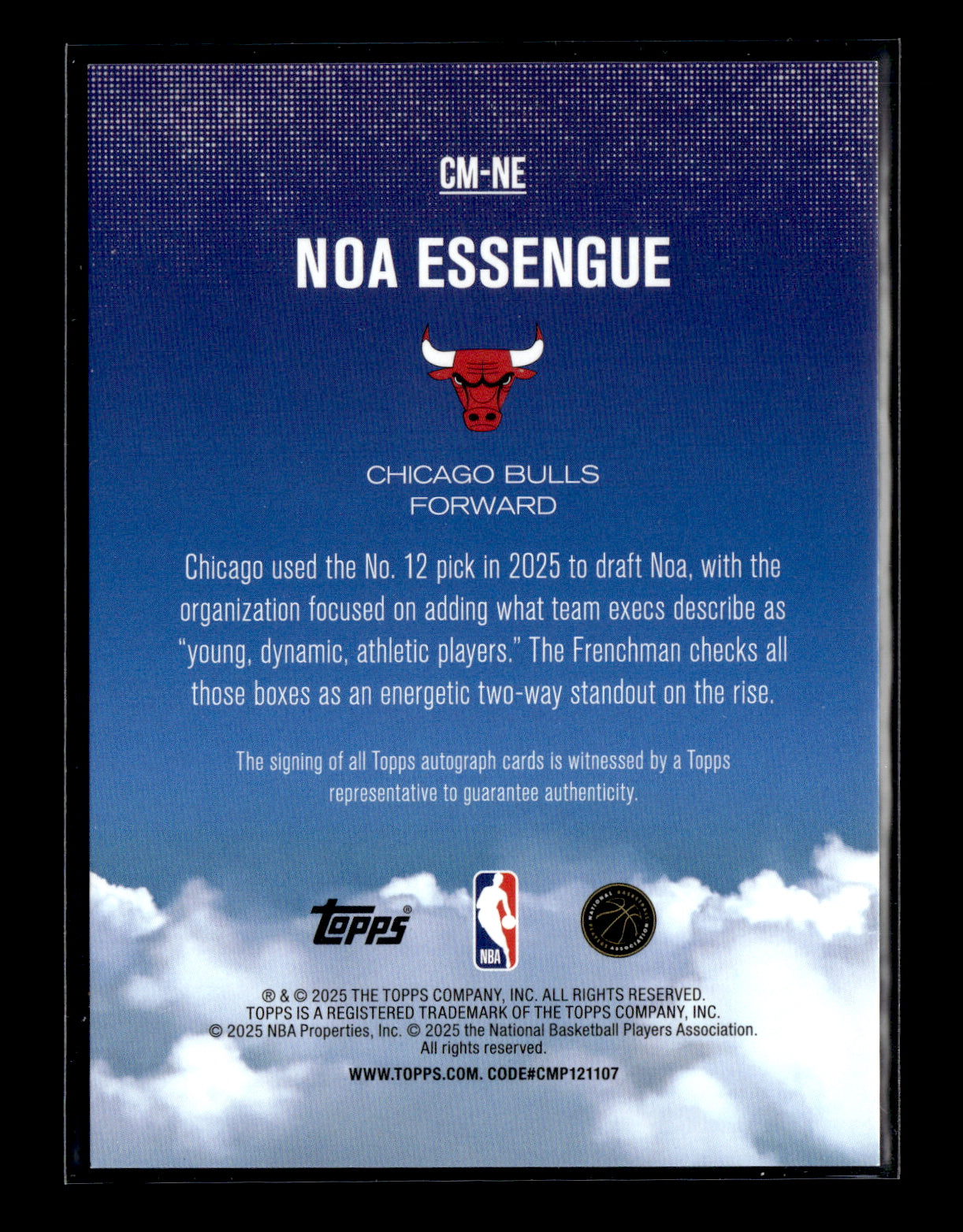 2025-26 Topps #CM-NE Noa Essengue Contemporary Marks Chicago Bulls
