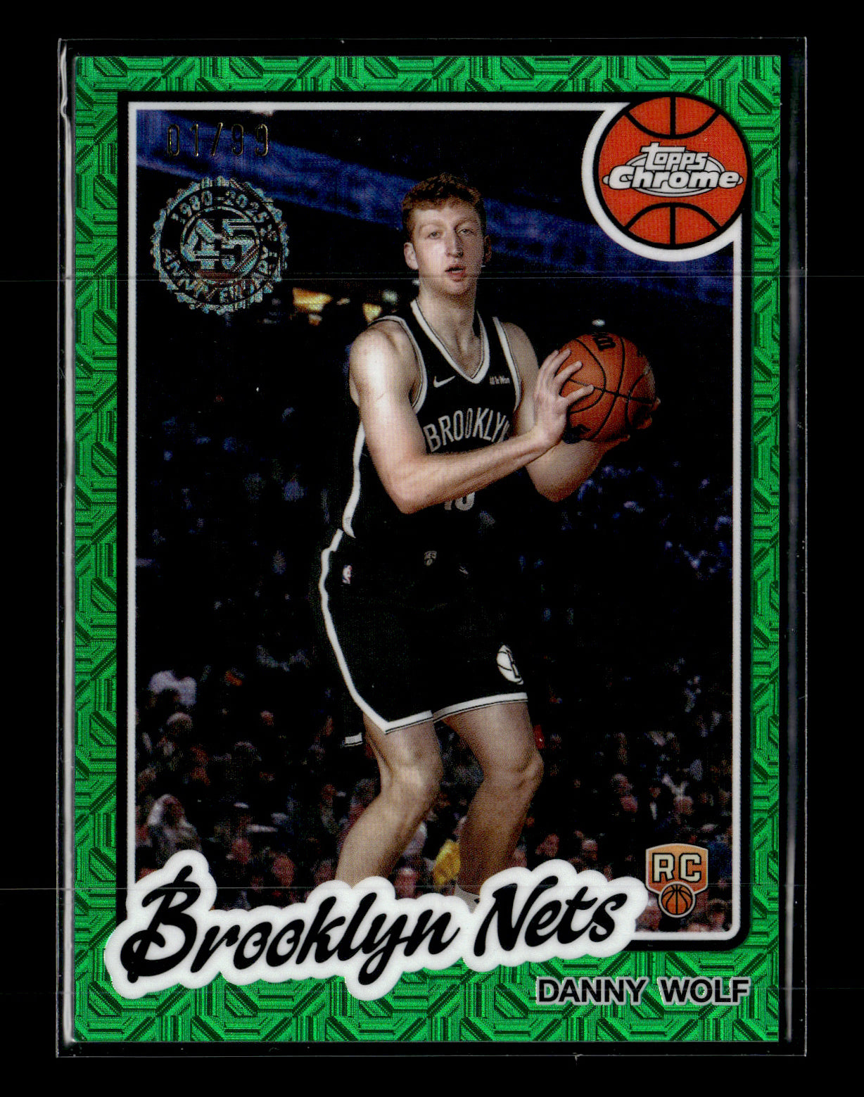 2025-26 Topps #TC-DW Danny Wolf 1980-81 Topps Chrome Basketball Green Mojo Refractor #/99 Brooklyn Nets