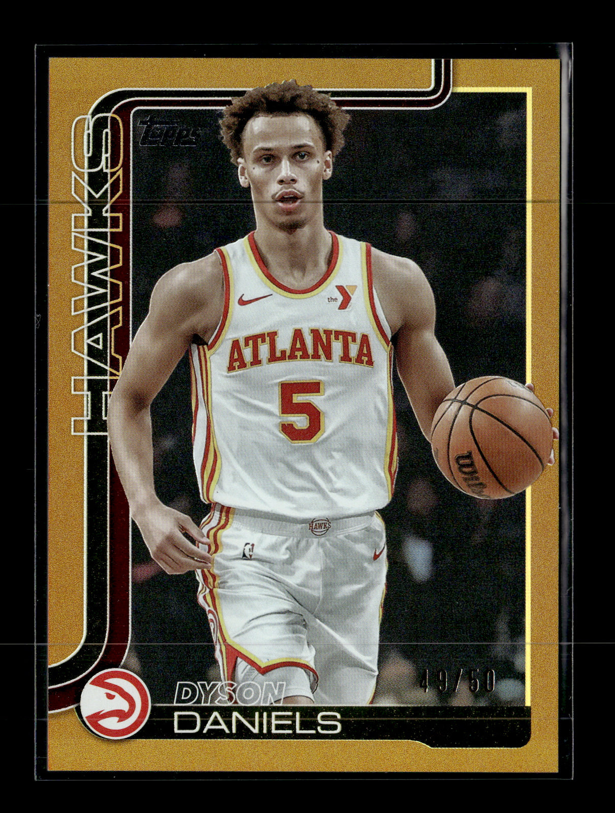 2025-26 Topps #64 Dyson Daniels Gold Holo Foil #/50 Atlanta Hawks