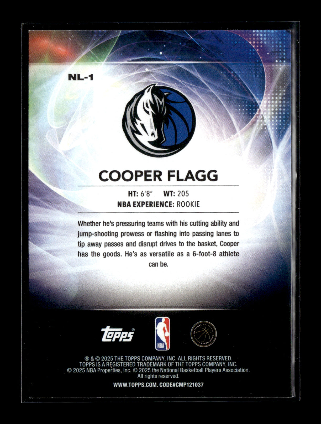 2025-26 Topps #NL-1 Cooper Flagg No Limit Dallas Mavericks