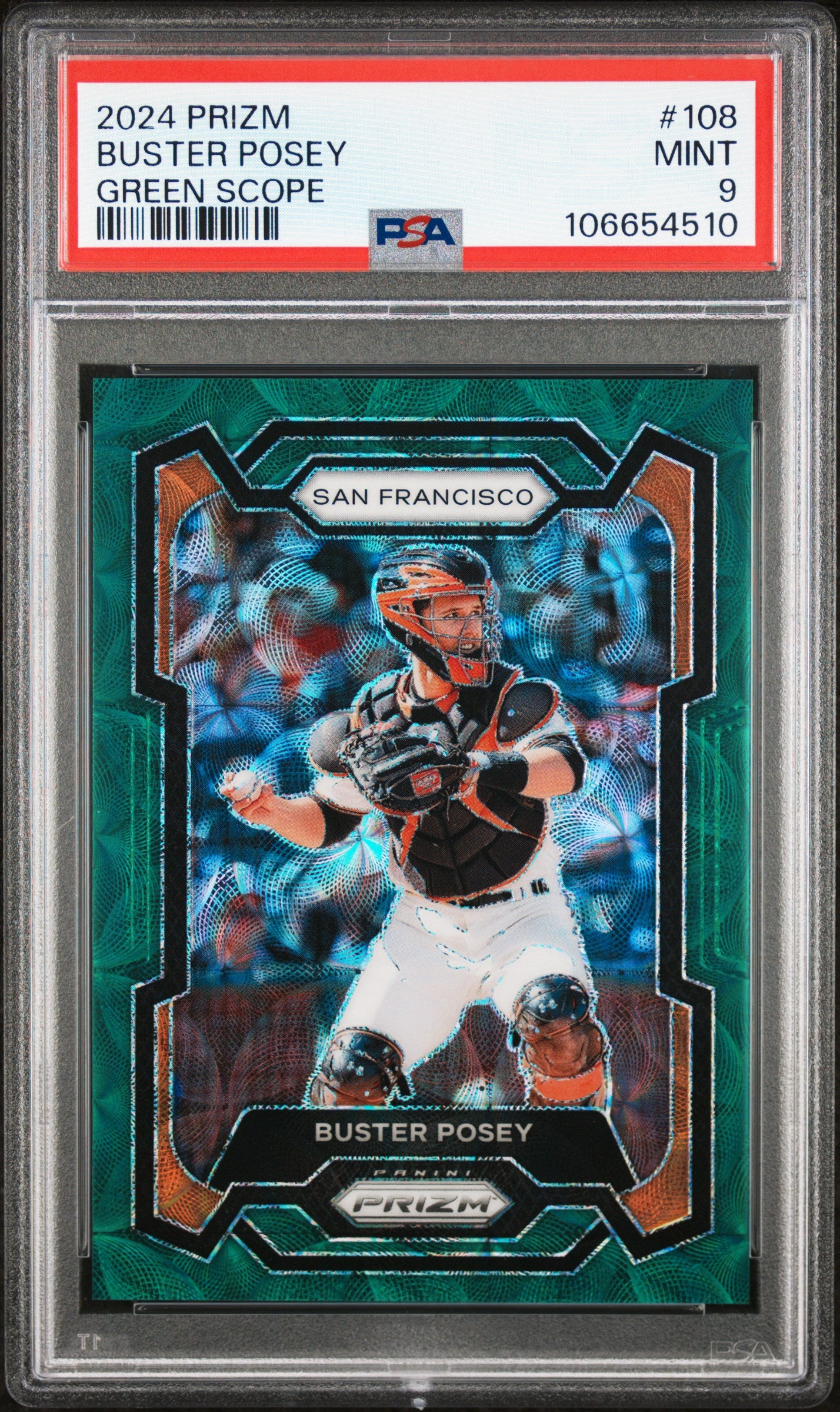 2024 Panini Prizm #108 Buster Posey Green Scope PSA 9