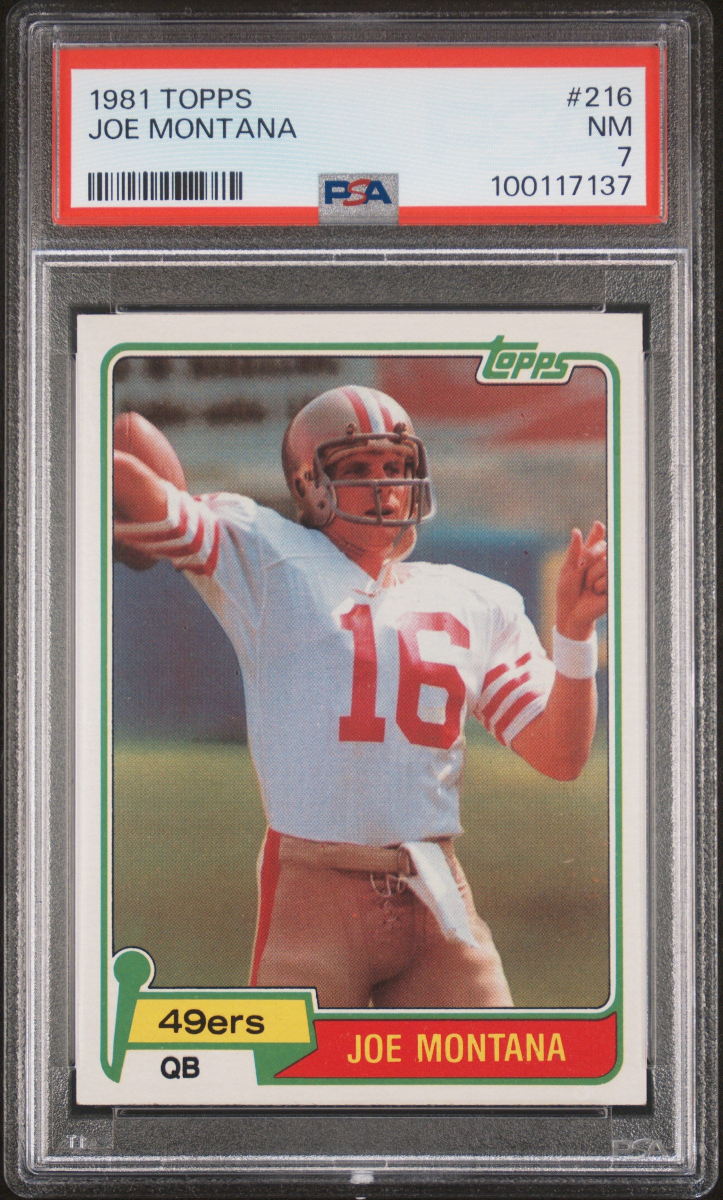 1981 Topps #216 Joe Montana PSA 7