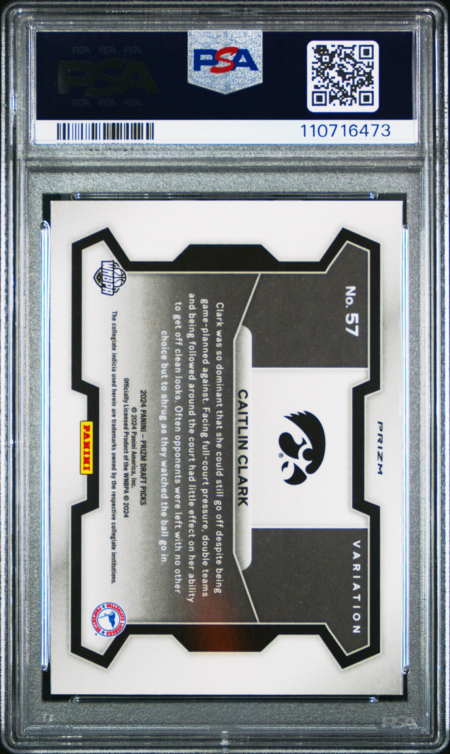 2024 Panini Prizm Draft Picks #57 Caitlin Clark Variation-Orange Ice PSA 10