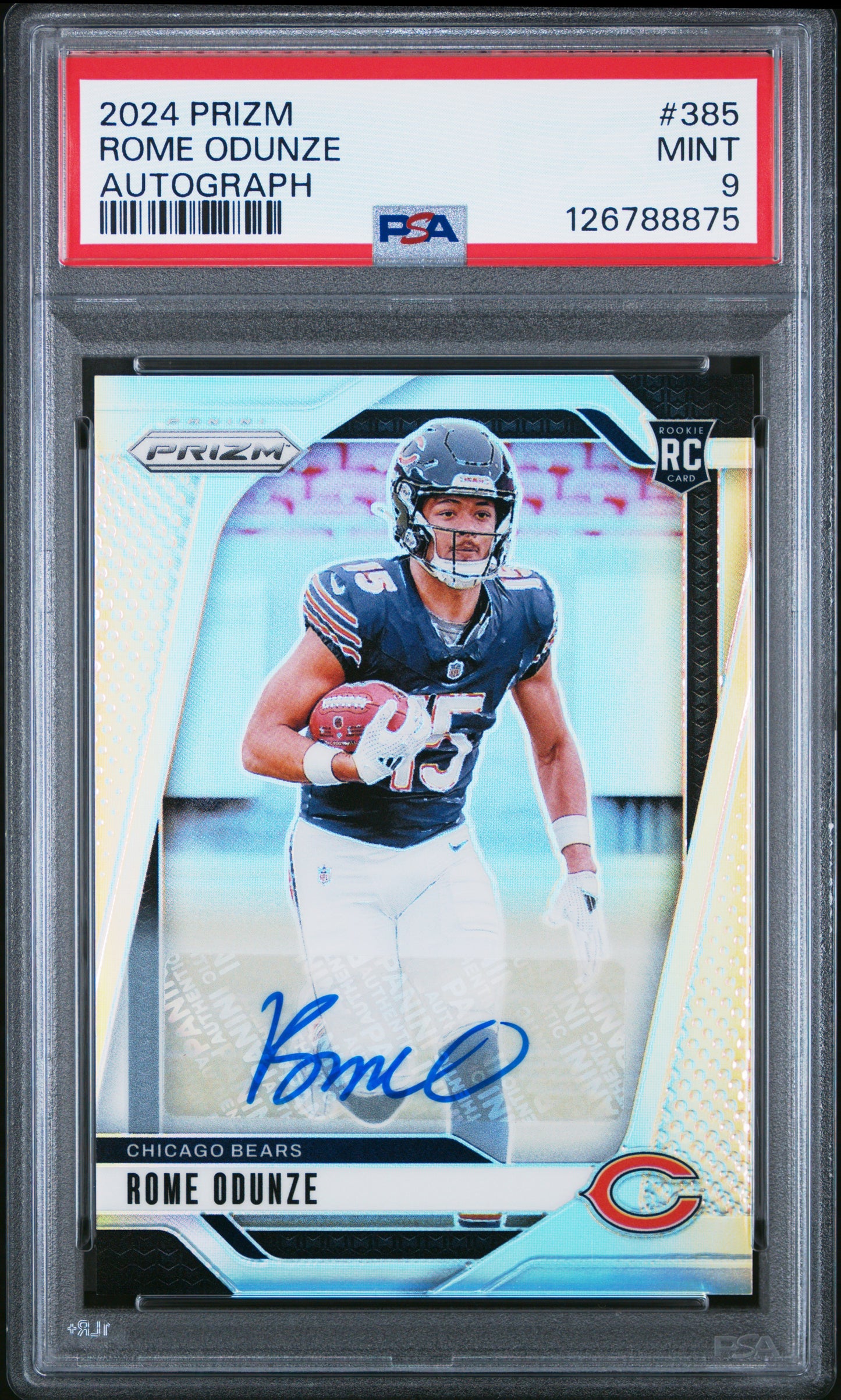 2024 Panini Prizm Rome Odunze #385 Autograph PSA 9 Chicago Bears