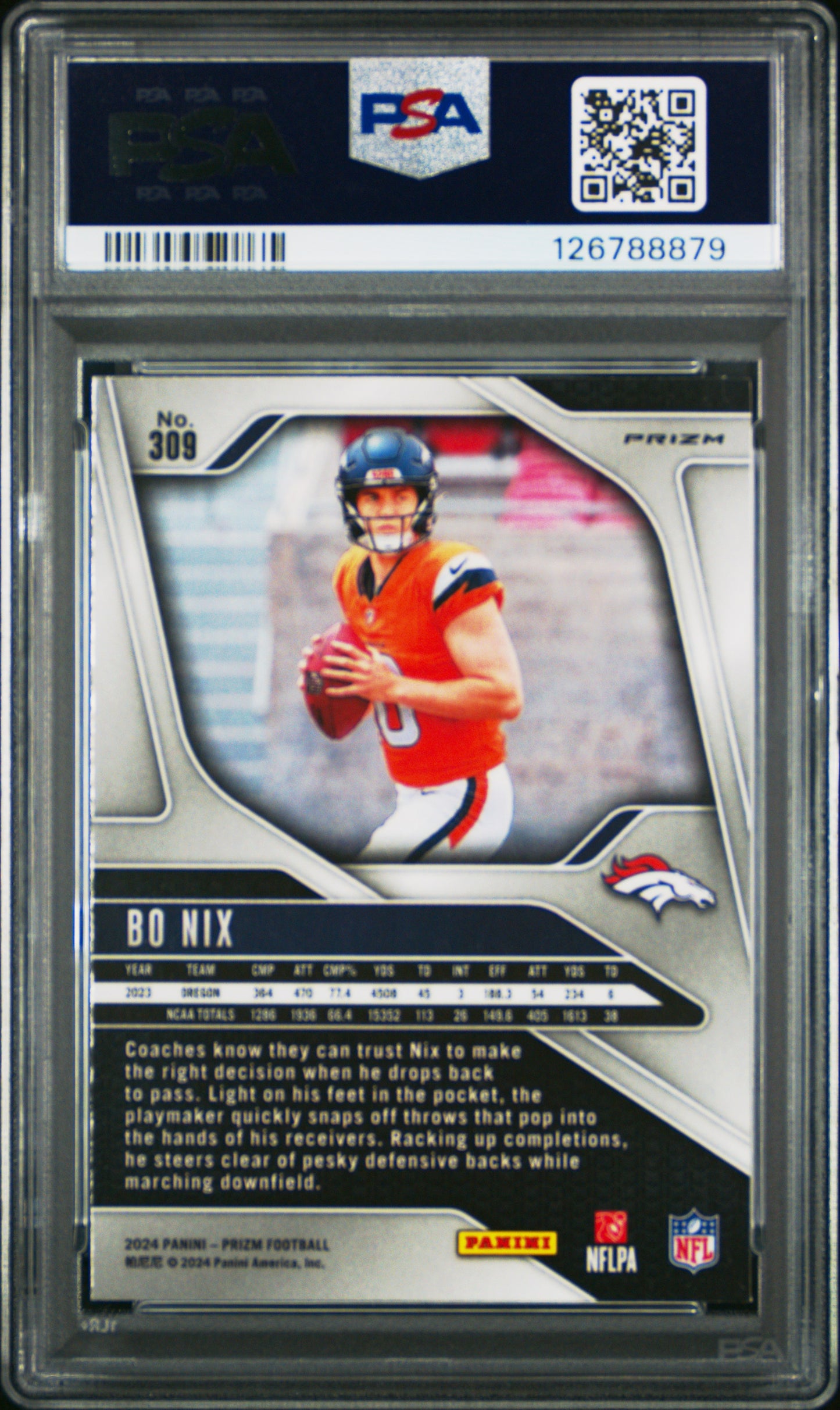 2024 Panini Prizm Bo Nix #309 Pink Prizm PSA 9 Denver Broncos