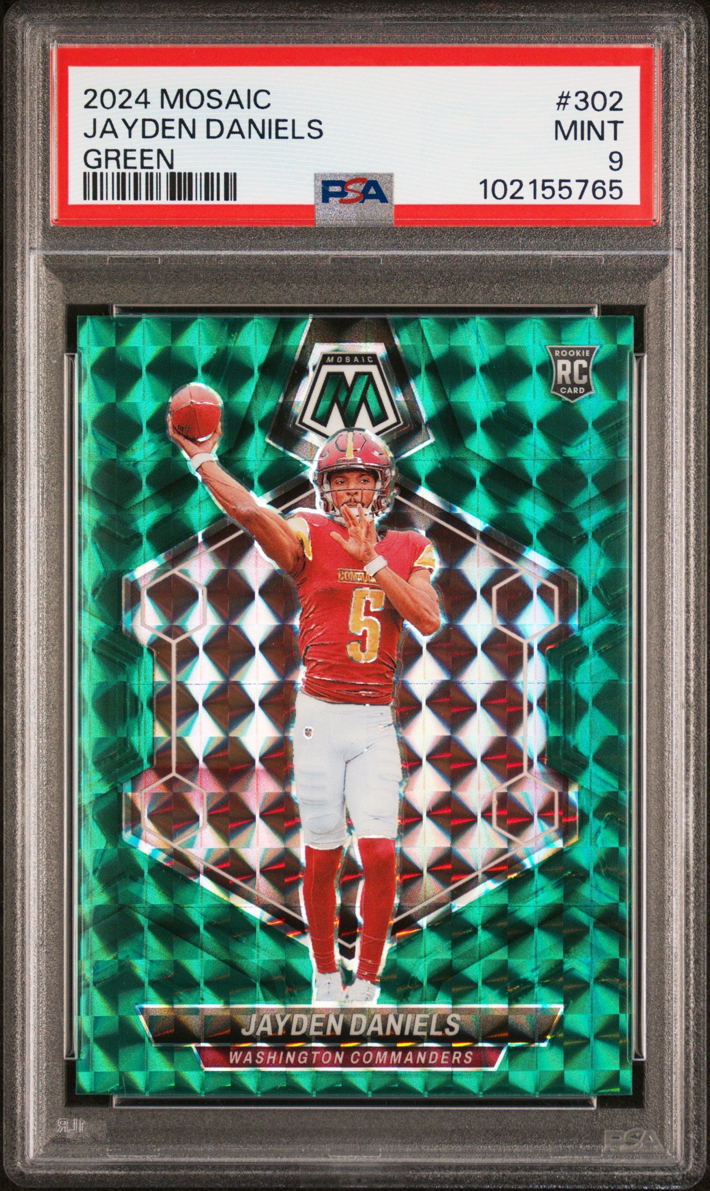 2024 Panini Mosaic Jayden Daniels #302 Green PSA 9 Washington Commanders