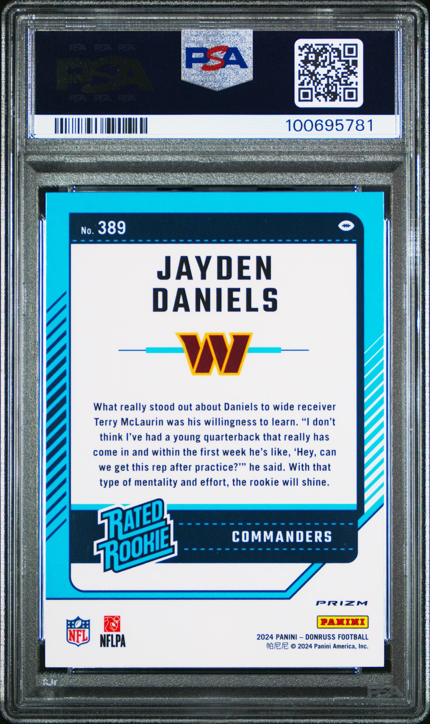2024 Panini Donruss Jayden Daniels #389 Red Pandora PSA 9 Washington Commanders