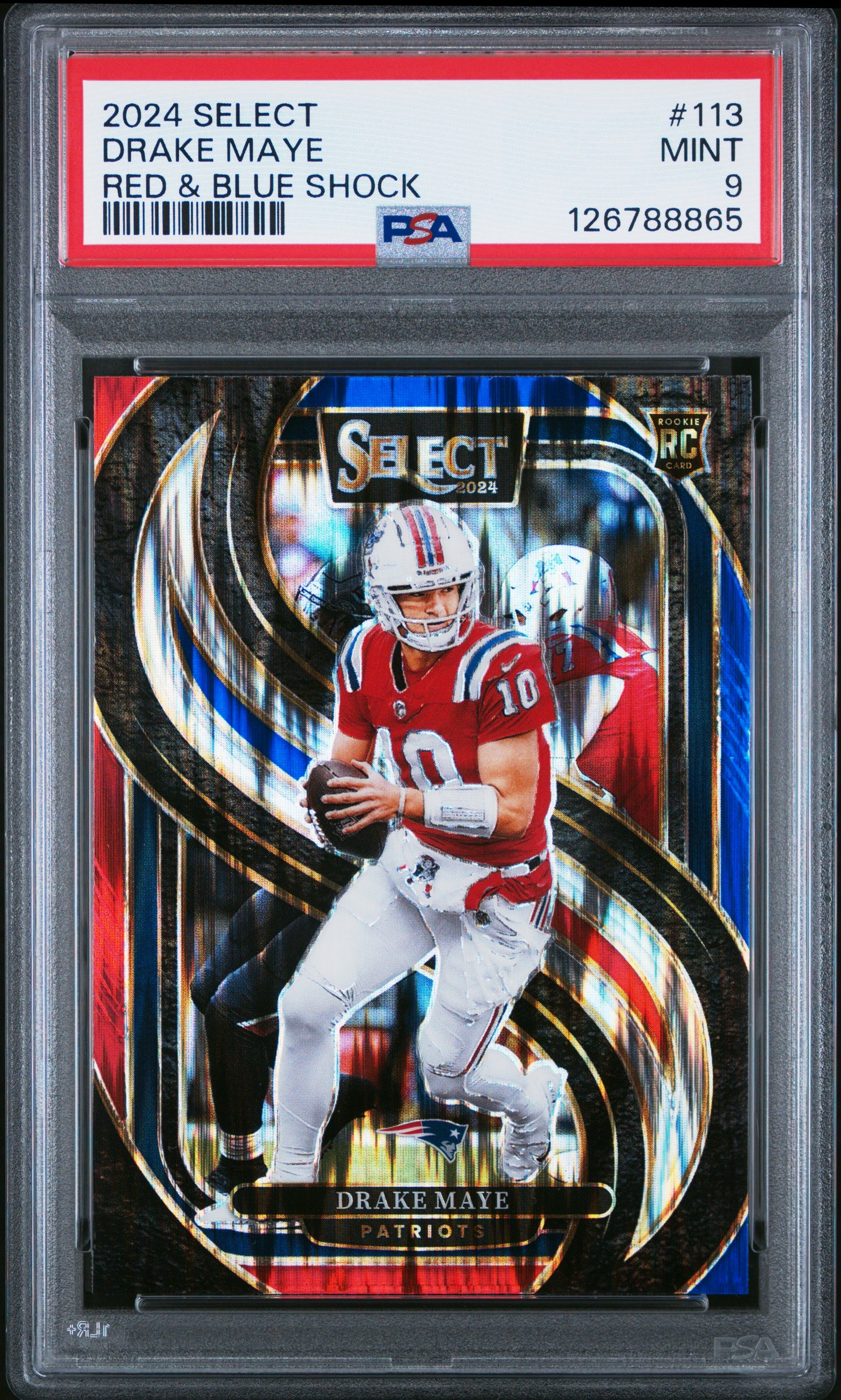 2024 Panini Select Drake Maye #113 Red & Blue Shock PSA 9 New England Patriots