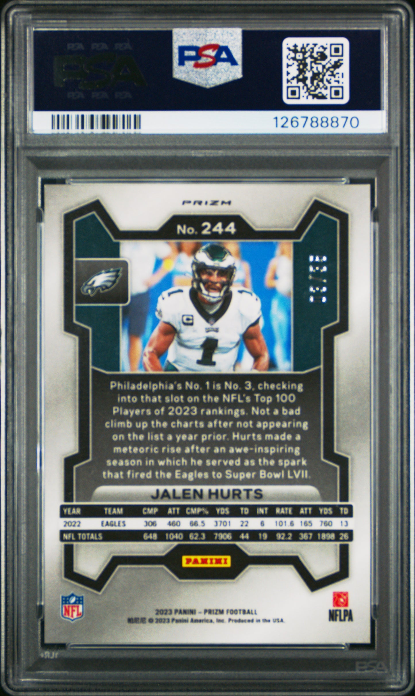 2023 Panini Prizm Jalen Hurts #244 Red Shimmer PSA 9 Philadelphia Eagles