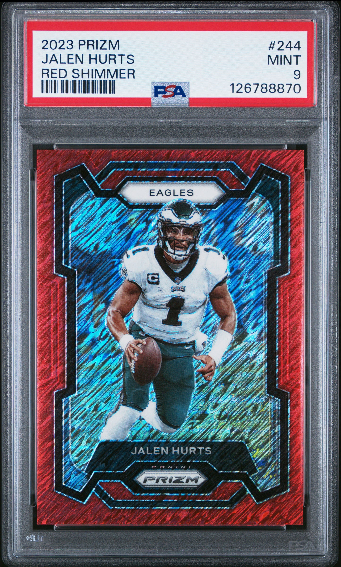 2023 Panini Prizm Jalen Hurts #244 Red Shimmer PSA 9 Philadelphia Eagles