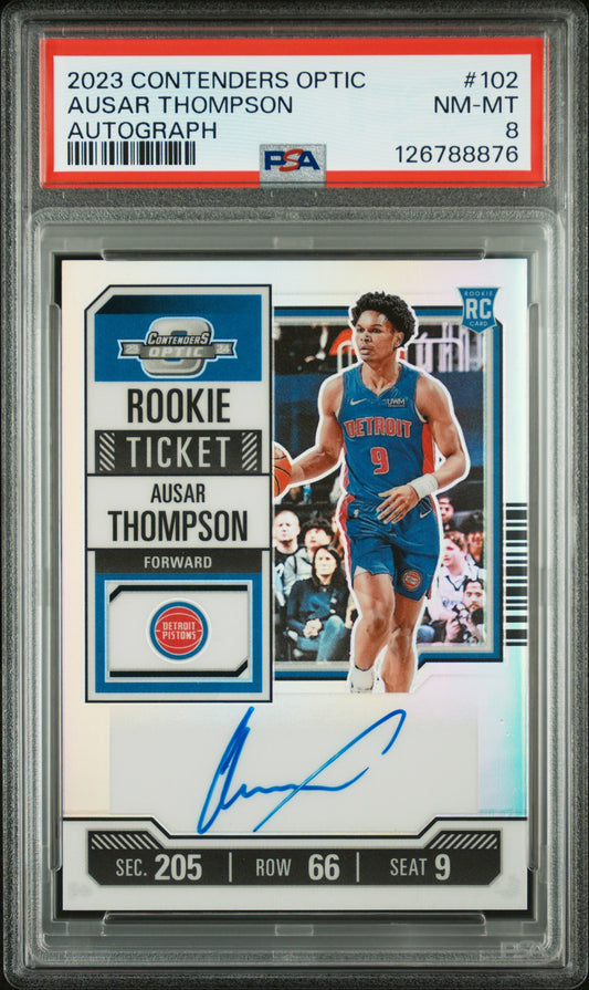 2023 Panini Contenders Optic Ausar Thompson #102 Autograph PSA 8 Detroit Pistons