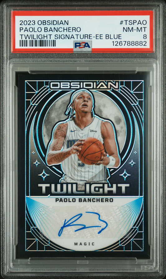 2023 Panini Obsidian Twilight Signatures Paolo Banchero #TSPAO Blue PSA 8 Orlando Magic