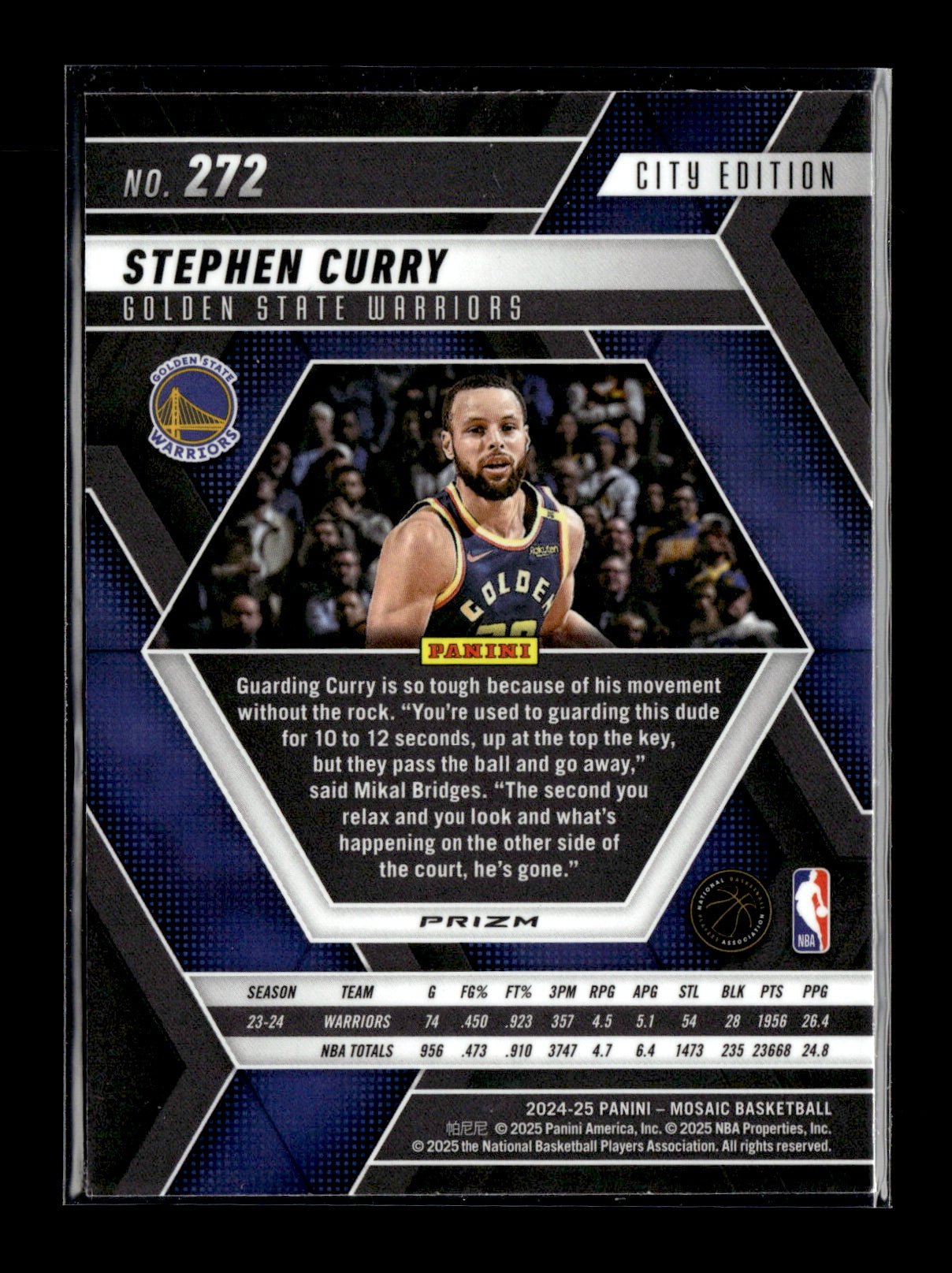 2024-25 Panini Mosaic Stephen Curry #272 Reactive Blue Mosaic Golden State Warriors
