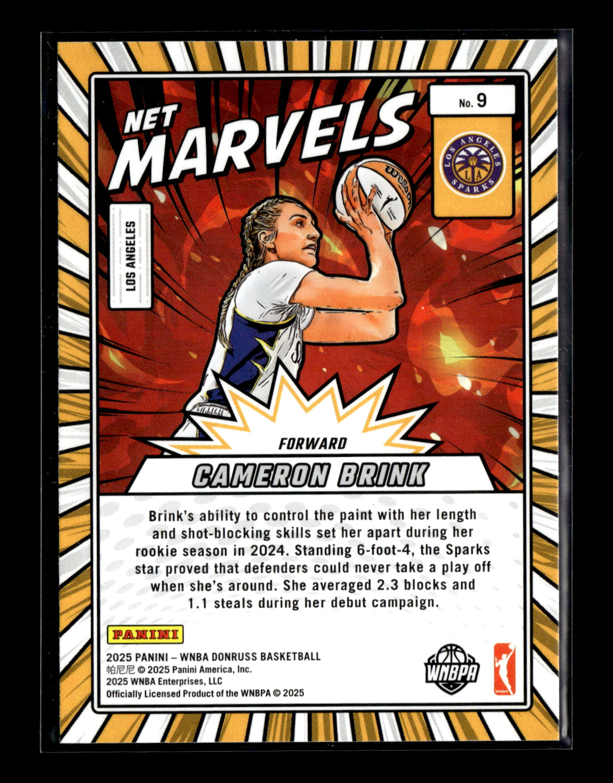 2025 Donruss WNBA Cameron Brink #9 Net Marvels Los Angeles Sparks