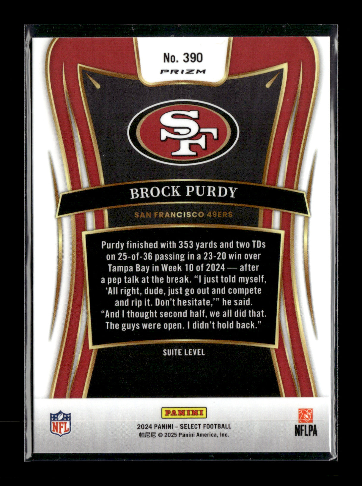 2024 Panini Select Brock Purdy #390 Disco Prizm San Francisco 49ers
