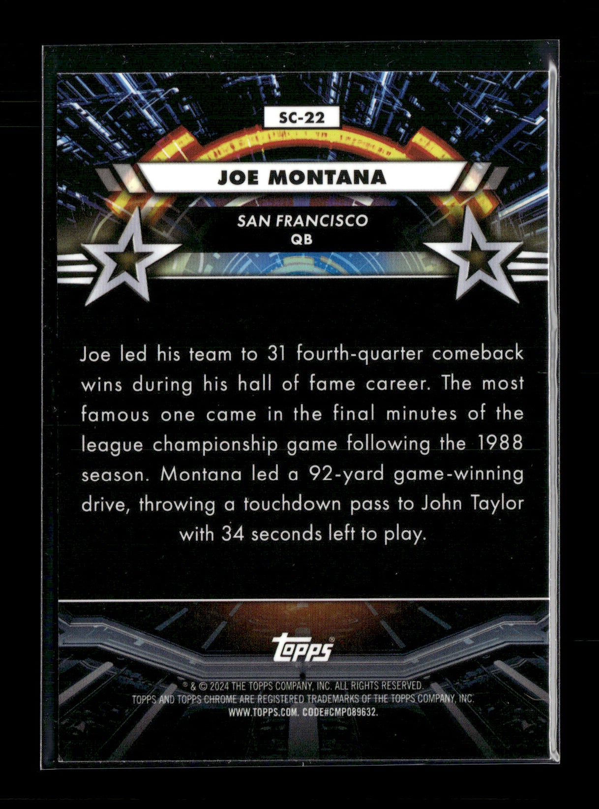 2024 Topps Chrome Cosmic Joe Montana #SC-22 Star Command San Francisco 49ers