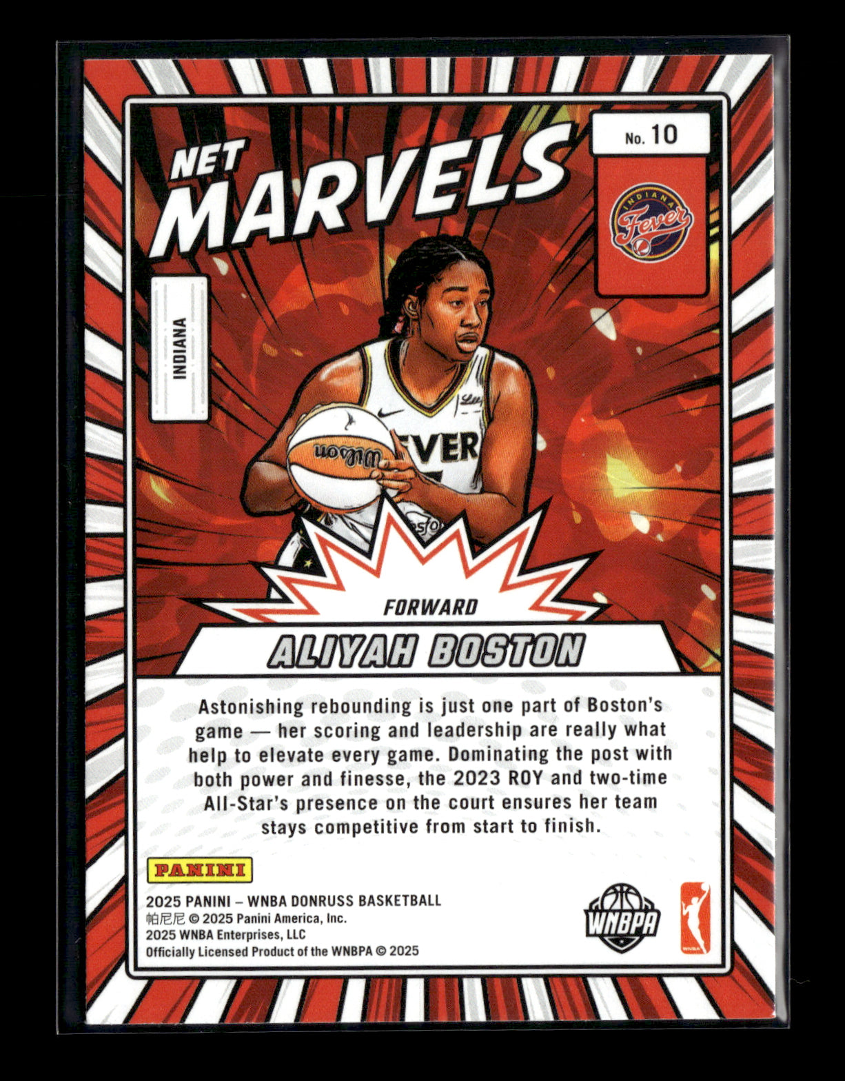 2025 Donruss WNBA Aliyah Boston #10 Net Marvels Indiana Fever
