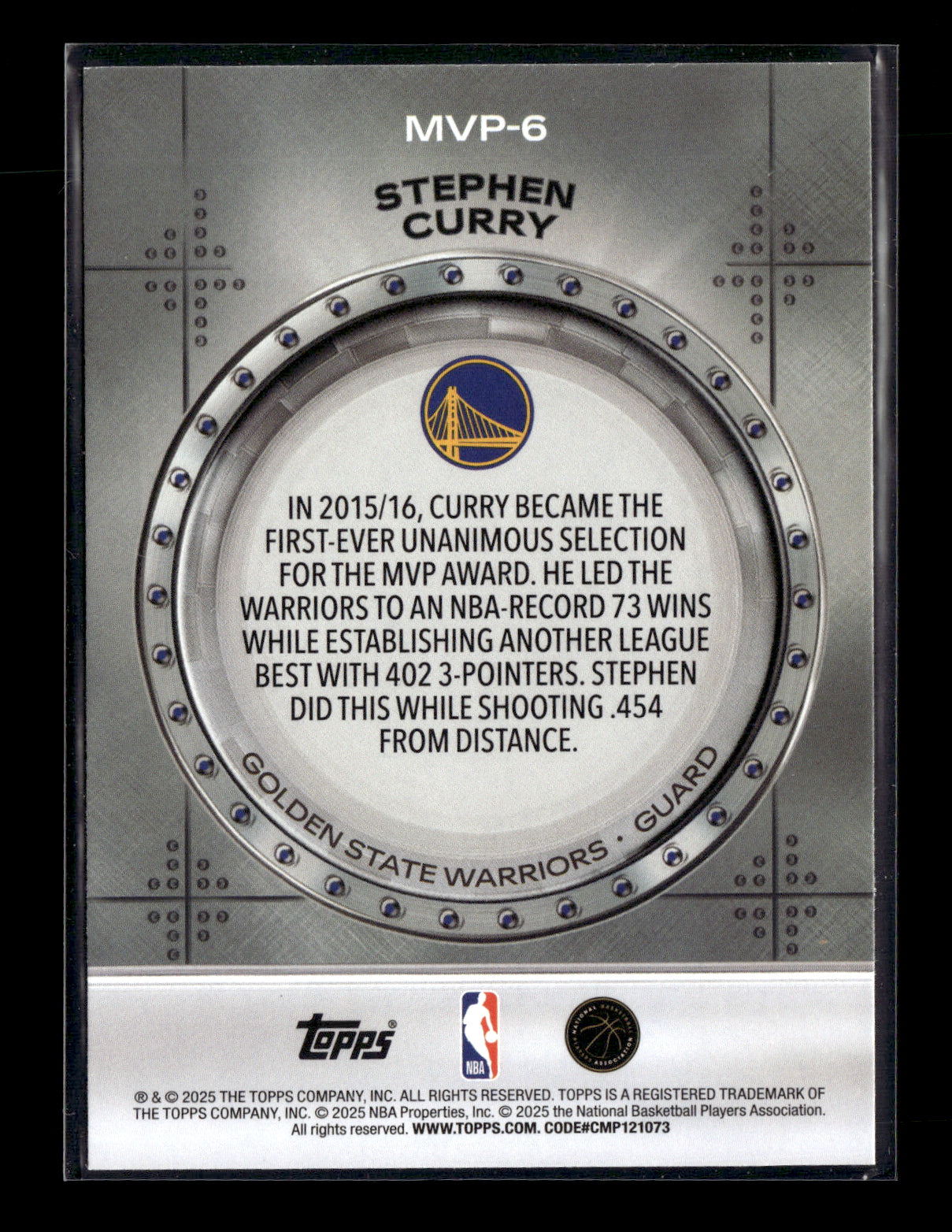 2025-26 Topps Stephen Curry #MVP-6 MVP Vault Rainbow Foilboard Golden State Warriors