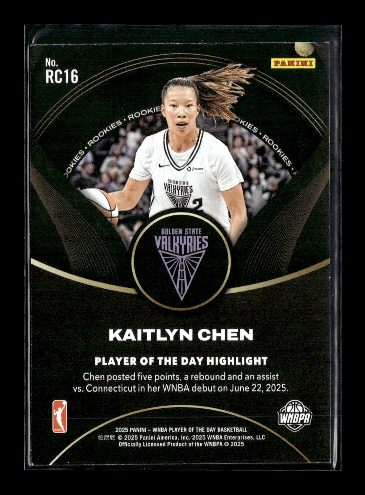 2025 Panini WNBA Player of the Day Kaitlyn Chen #RC16 Rookies Golden State Valkyries