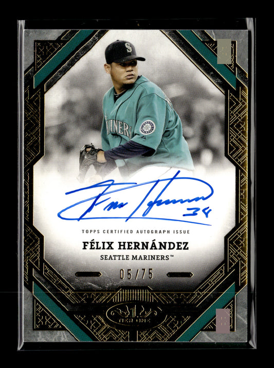 2025 Topps Tier One Félix Hernández #T1A-FH Tier One Autographs #/75 Seattle Mariners