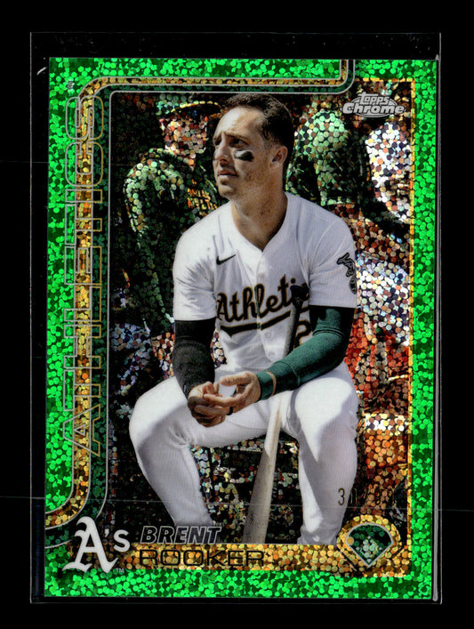 2025 Topps Chrome Brent Rooker #54 Green Speckle Refractors #/99 Athletics
