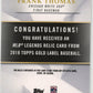 2018 Topps Gold Label Frank Thomas #LR-FT MLB Legends Relics #/75 Chicago White Sox