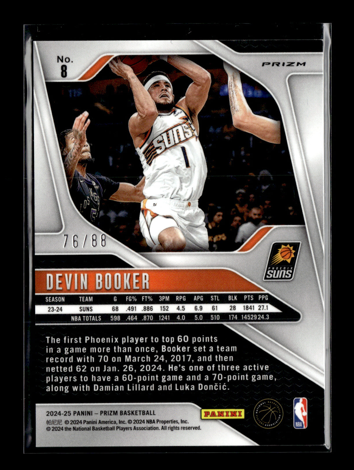 2024-25 Panini Prizm Devin Booker #8 Dragon Year #/88 Phoenix Suns