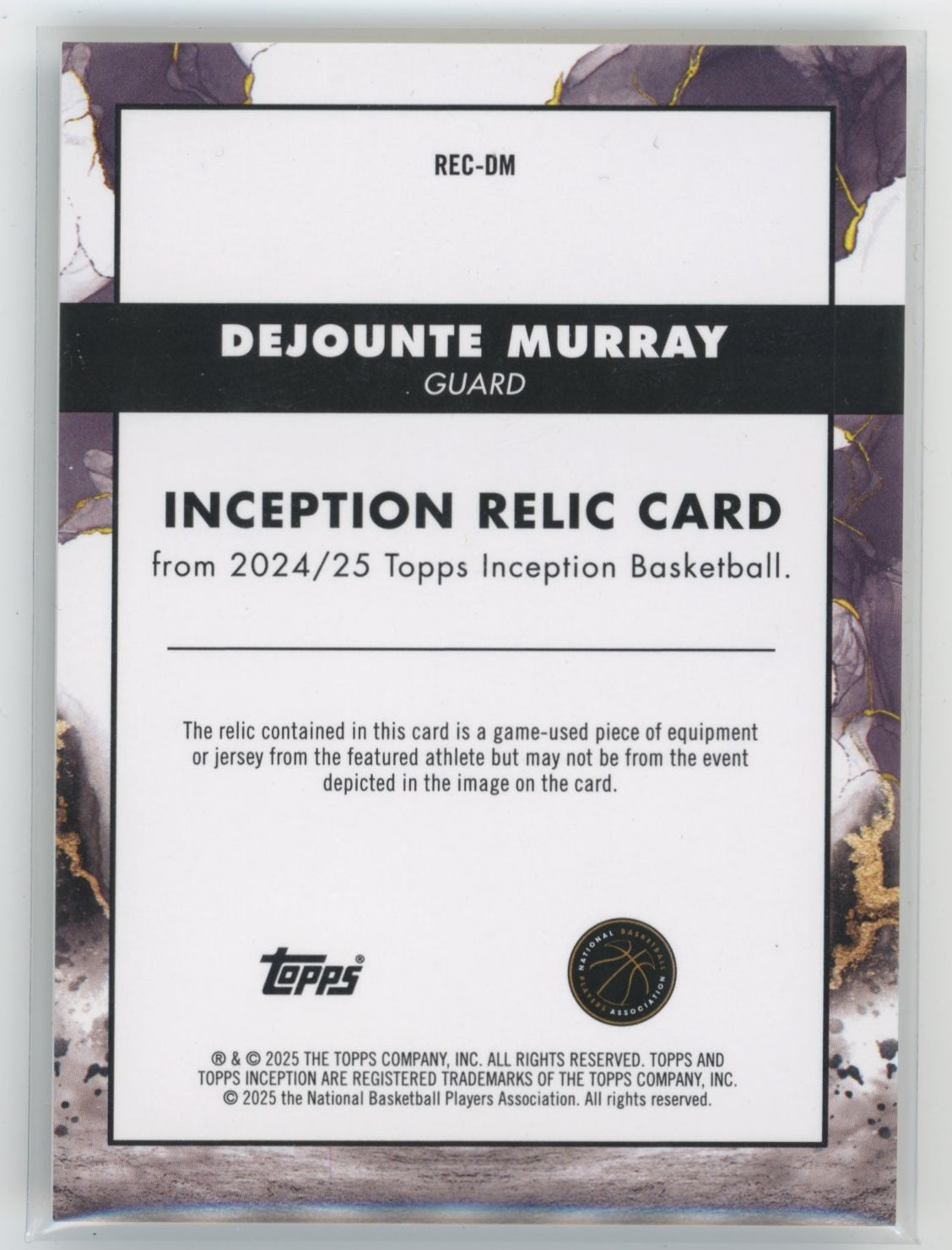 2024-25 Topps Inception Dejounte Murray #REC-DM Gold #/50 Relic New Orleans Pelicans