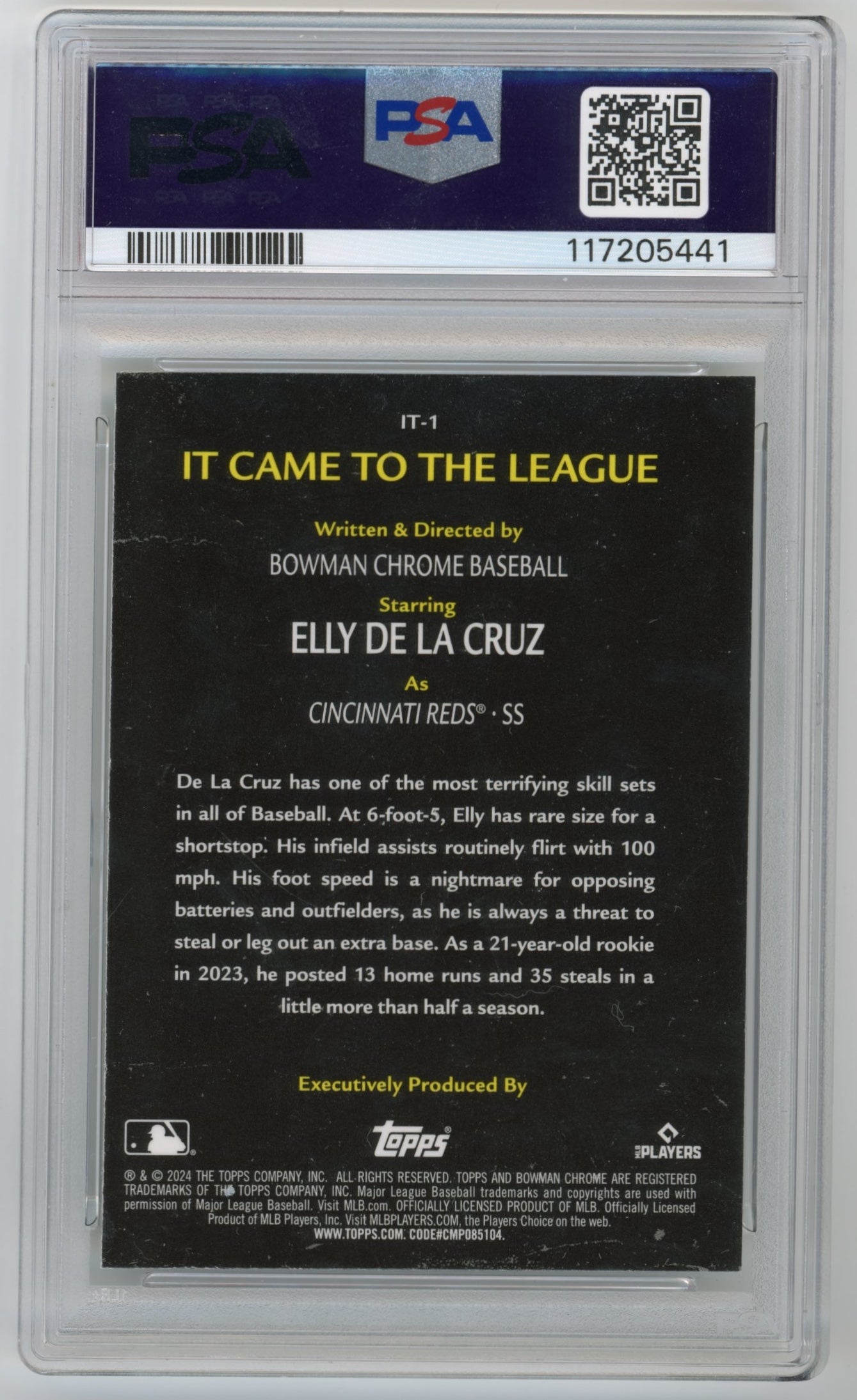 2024 Bowman Chrome Elly De La Cruz #IT-1 It Came to the League PSA 9 Cincinnati Reds