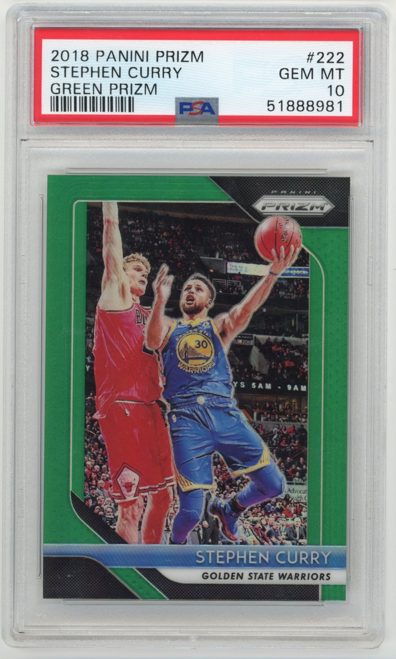2018-19 Panini Prizm Stephen Curry #222 Prizms Green PSA 10 Golden State Warriors