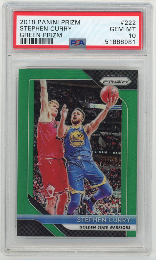 2018-19 Panini Prizm Stephen Curry #222 Prizms Green PSA 10 Golden State Warriors