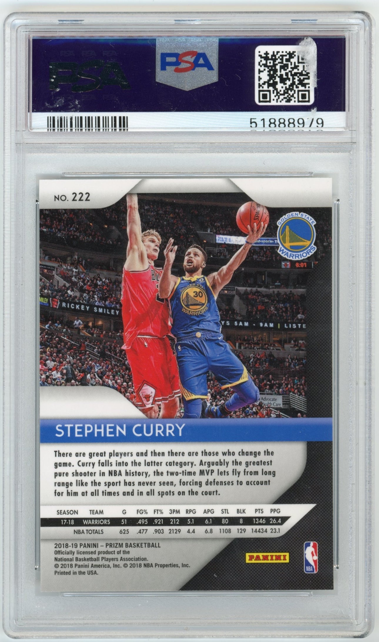 2018-19 Panini Prizm Stephen Curry #222 PSA 10 Golden State Warriors