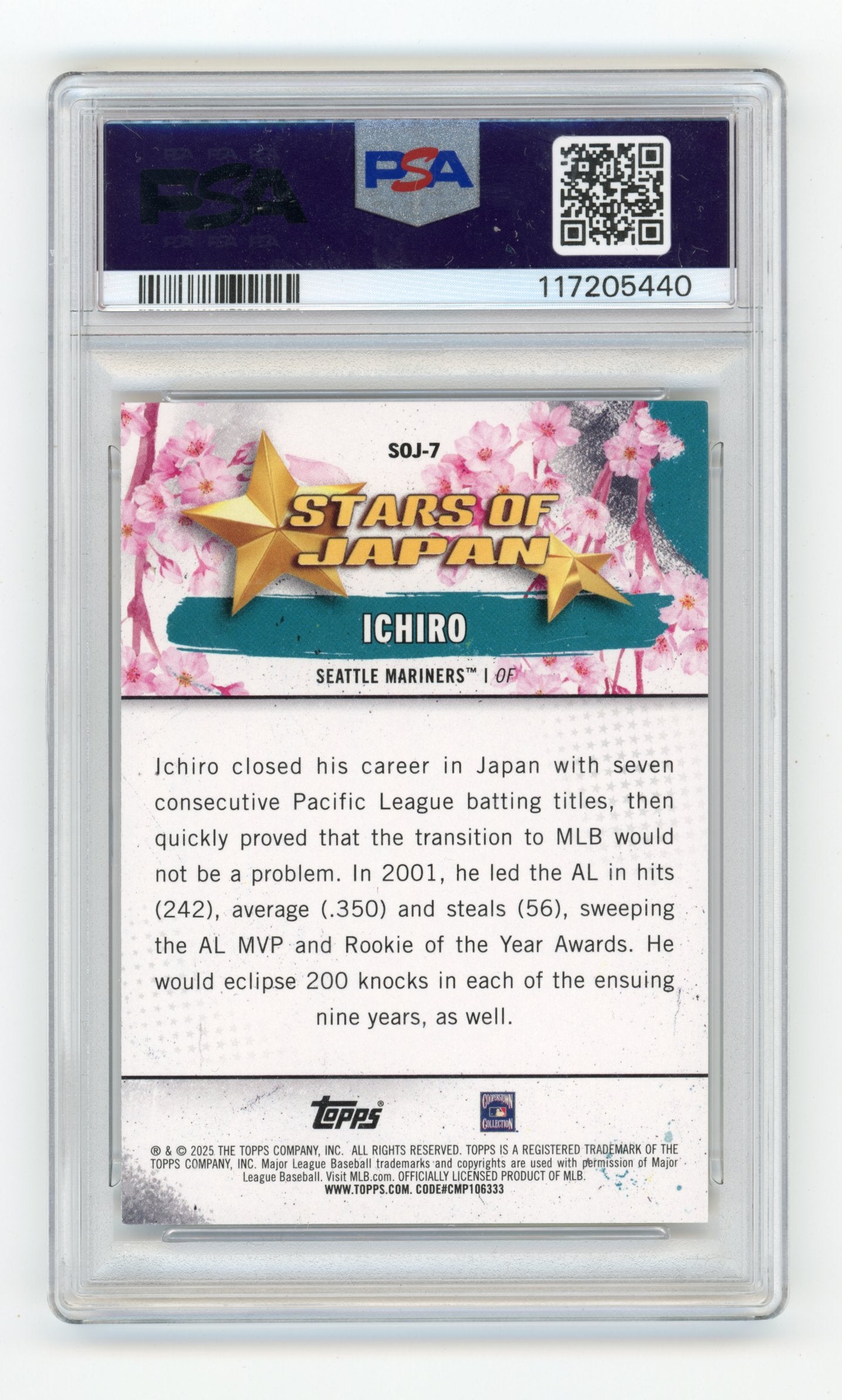 2025 Topps Ichiro #SOJ-7 Stars of Japan PSA 9 Seattle Mariners