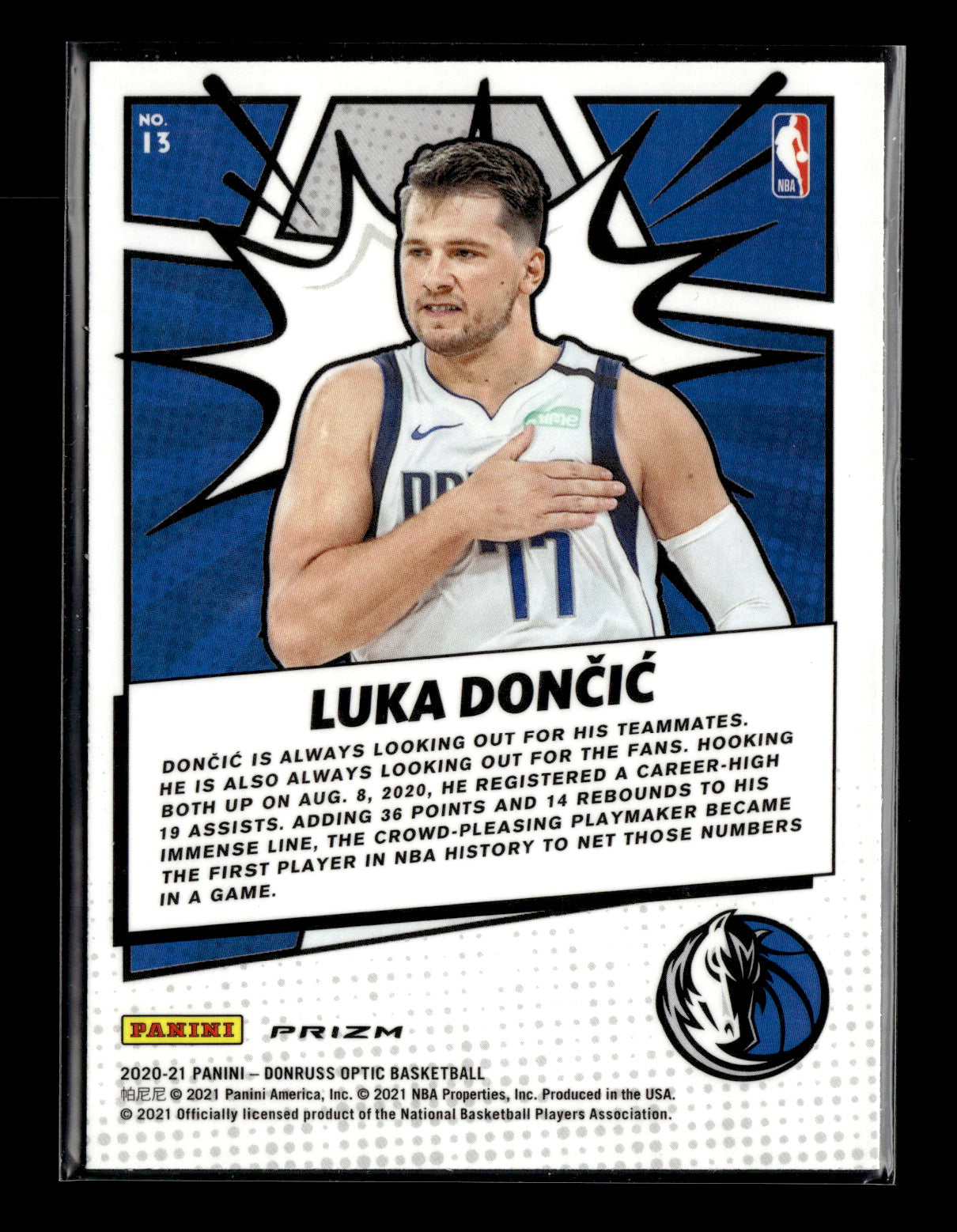 2020-21 Donruss Optic Luka Doncic #15 My House Red Dallas Mavericks