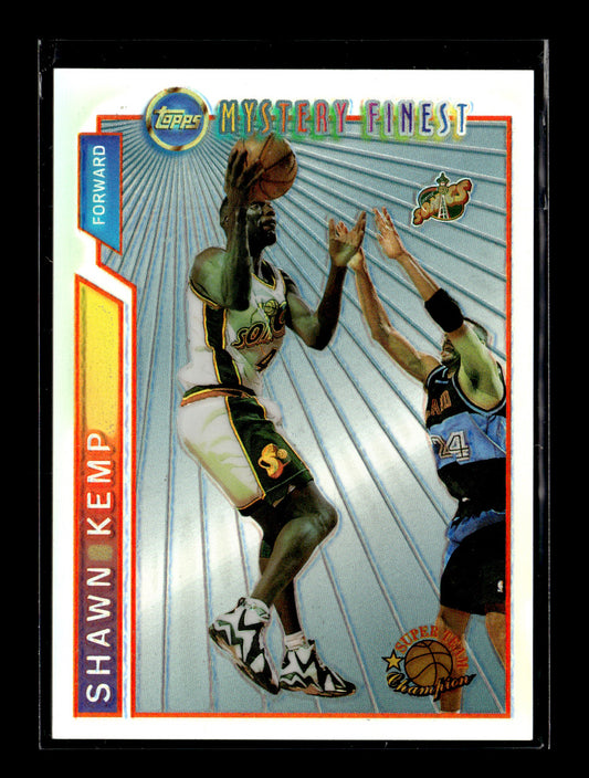 1996-97 Topps Shawn Kemp #M8 Super Team Champion Mystery Finest Bordered Refractor Seattle SuperSonics