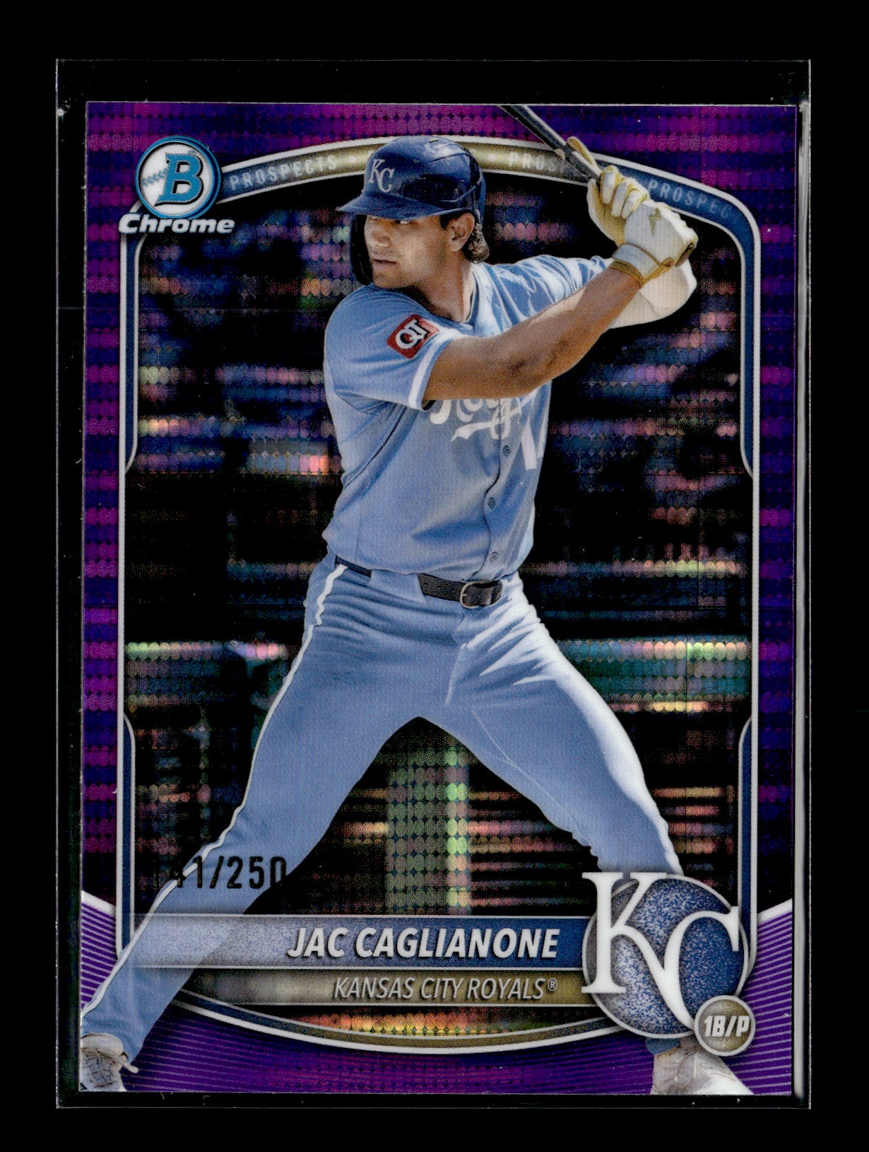 2025 Bowman Chrome Jac Caglianone #BCP-154 Prospects Purple Pulsar #/250 Kansas City Royals