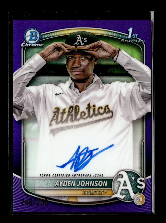 2025 Bowman Chrome Ayden Johnson #BCP-197 Prospects Purple #/250 Autograph Athletics