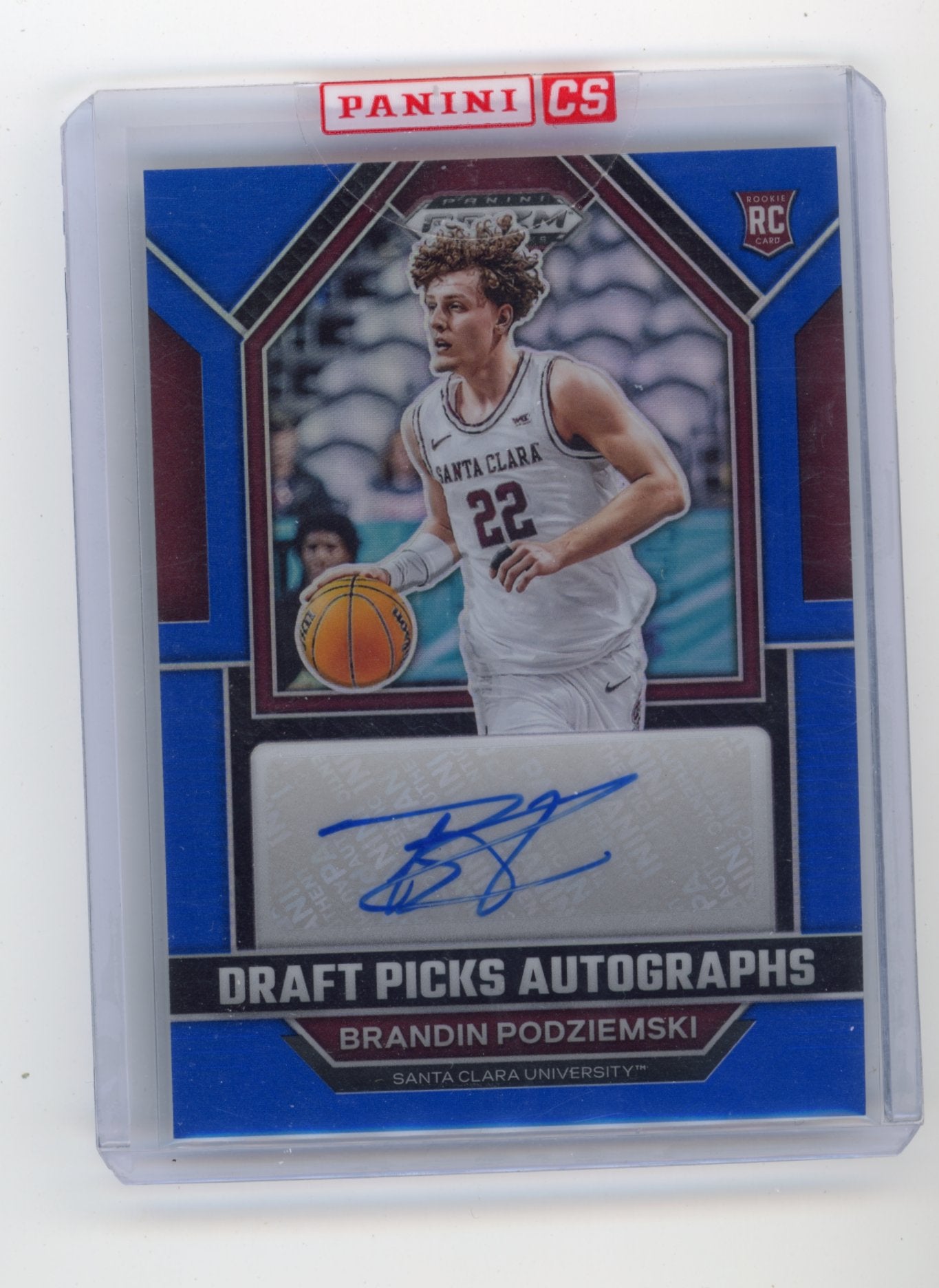 2023 Panini Prizm Draft Picks Brandin Podziemski RC #DPA-BPZ Draft Picks Autographs Blue #/125 Santa Clara Broncos
