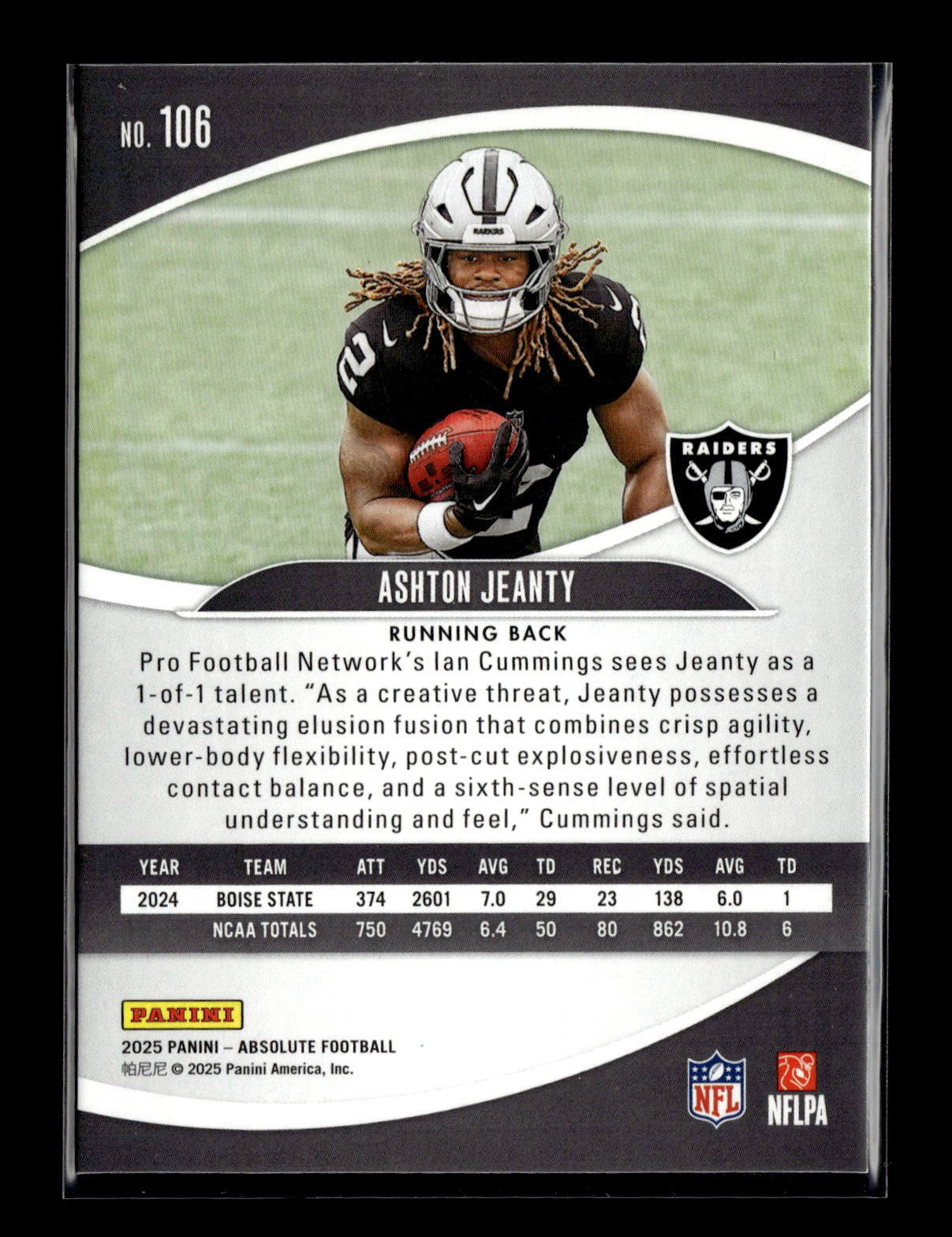 2025 Panini Absolute Ashton Jeanty #106 Black Las Vegas Raiders