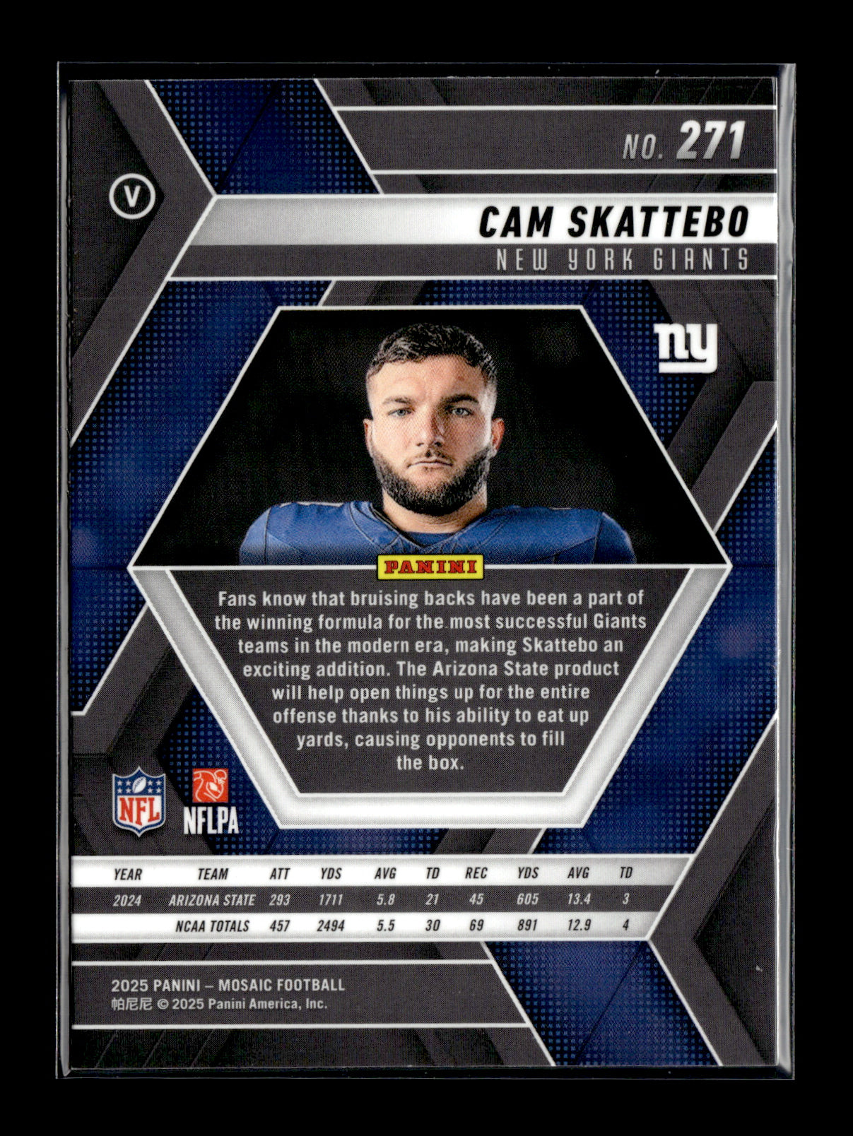 2025 Panini Mosaic Cam Skattebo #271 New York Giants