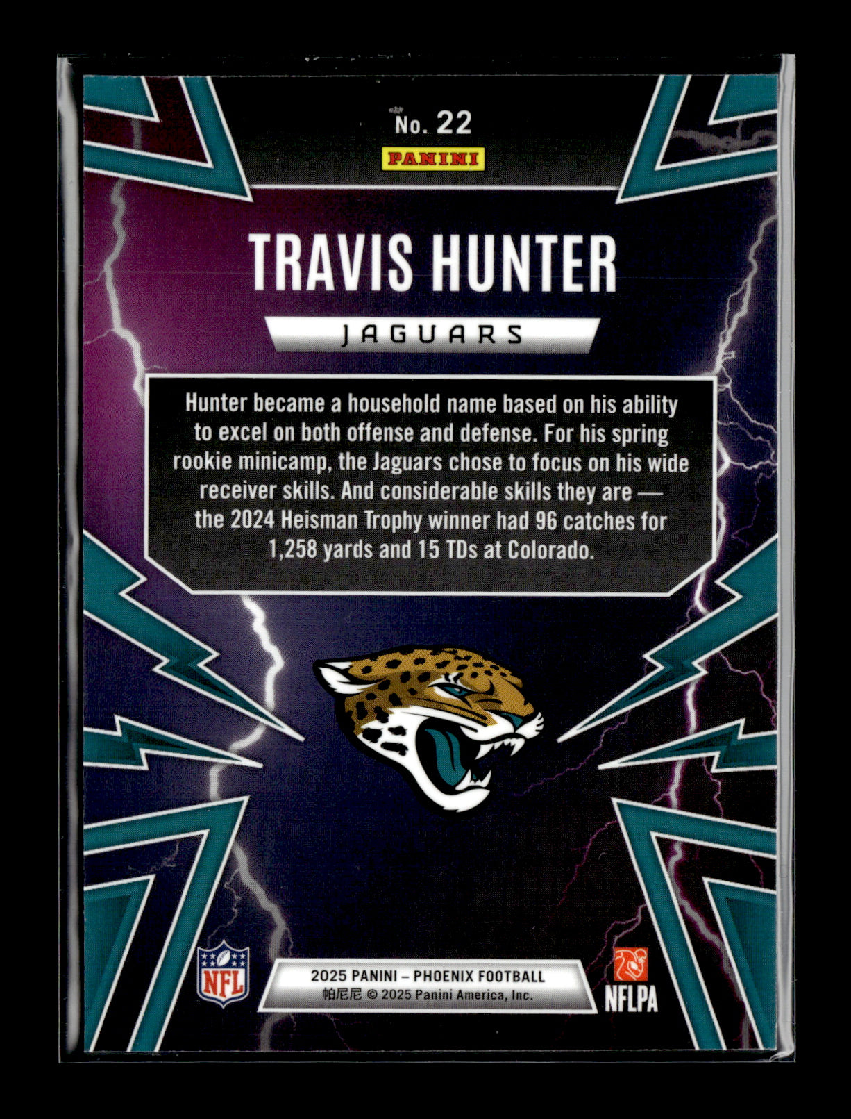 2025 Panini Phoenix Travis Hunter #22 Thunderbirds Jacksonville Jaguars