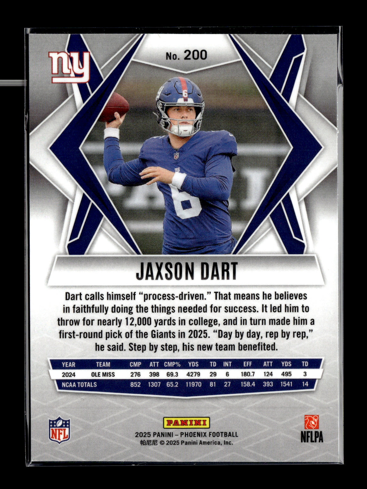 2025 Panini Phoenix Jaxson Dart #200 New York Giants